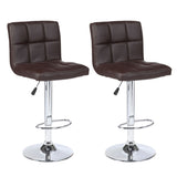 Set of 2 Counter Leather Bar Stools Adjustable Swivel Pub Chair In Multi Colors