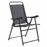 Set Of 4 Folding Sling Chairs Patio Furniture Camping Pool Beach With Armrest