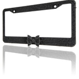 Black Diamond Bling Glitter Crystal Rhinestone Metal US Car License Plate Frame