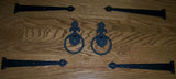 Garage Door Decorative Hardware HEAVY IRON 4-HINGES + 2-PULLS Rosette Style