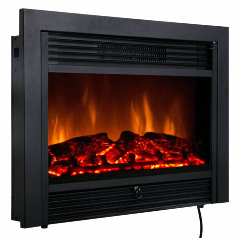 Christmas 28.5" Fireplace Electric Embedded Insert Heater Glass Log Flame