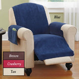 Faux Chenille Recliner Chair Cover & Pockets