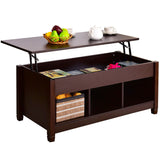 Lift Top Coffee Table w/ Hidden Compartment and Storage Shelves Modern Furniture