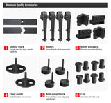 12Ft Black Antique Style Double Sliding Barn Door Wood Hardware Kit Track Set