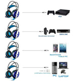 Gaming Headset Surround Stereo Headband Headphone USB 3.5mm LED with Mic for PC