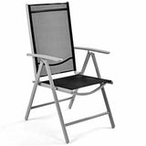 Set of 2 Patio Folding Chairs Adjustable Reclining Indoor Outdoor Garden Pool