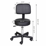 Rolling Hydraulic Doctor Dentist Tattoo Faux Leather Stool With Back Massage Spa