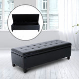 51" Tufted Top Storage Ottoman Bench PU Leather Organizer Chair Footstool