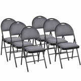 Set of 6 Folding Chairs Fabric Upholstered Padded Seat Metal Frame Home Office