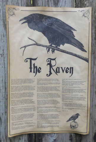 The Raven by Edgar Allan Poe Poster, Halloween Decor, 11 x 17, party, poem