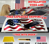 AMERICAN FLAG EAGLE PICK-UP TRUCK REAR WINDOW GRAPHIC DECAL