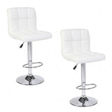 Set of 2 Counter Leather Bar Stools Adjustable Swivel Pub Chair In Multi Colors