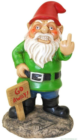 Middle Finger Garden Gnome - Go Away Statue Yard Art Outdoor Sculpture-Figu