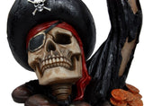 13" Tall Pirate With Solar Lantern Captain Bone's Treasure Halloween Figurine