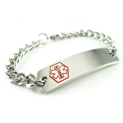 Pre Engraved - ALZHEIMER'S Medical Alert ID Bracelet, Curb Chain