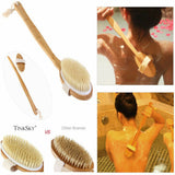 Natural Bristle Wooden Bath Shower Body Back Dry Skin Bath Brush Spa Scrubber