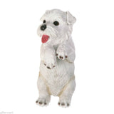 WHITE Terrier puppy dog climbing fence hanging outdoor garden statue patio yard