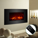 33"x22" Large 1500W Electric Fireplace Wall Mount Heater with Remote Adjustable