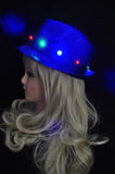 LED Fedora Hat Light-Up Sequins Mens Womens Kids Black Novelty Party Accessories