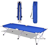 Blue Foldable Camping Bed Portable Military Cot Hiking Travel w/ carrying Bag