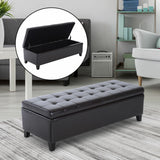 51" Tufted Top Storage Ottoman Bench PU Leather Organizer Chair Footstool