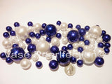 Royal Blue & White Pearls - Jumbo/Assorted Sizes Vase Decorations &Table Scatter