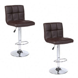 Set of 2 Counter Leather Bar Stools Adjustable Swivel Pub Chair In Multi Colors