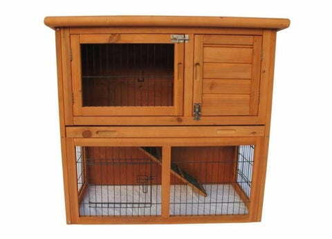 New Deluxe Portable wood Guinea Pig Ferret Hutch Pet House Coop Wood Cage Suite