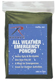 Wet Weather Rain Poncho Waterproof Polyethylene 50x80 Lightweight Rothco