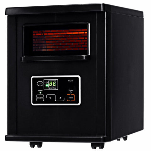 1500W Electric Portable Infrared Quartz Space Heater Remote Black