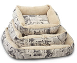 Newspaper Vintage Pet Bed Cushion Dog Cat Warm Mat Soft Pad Nest For Crate House