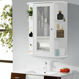 Bathroom Cabinet Single Door Shelves Wall Mount Cabinet W/ Mirror Organizer