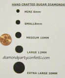 Edible Sugar Diamonds ASSORTED SIZES Wedding Cake Cupcake Candy Decoration 20pc