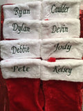 CHRISTMAS STOCKINGS PERSONALIZED NAMES MONOGRAMMED PLUSH RED & WHITE CUSTOM NAME