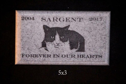 Custom Pet Memorial Grave Marker 5"x3" Headstone Stone Plaque Dog Cat Bunny Bird