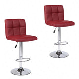 Set of 2 Counter Leather Bar Stools Adjustable Swivel Pub Chair In Multi Colors