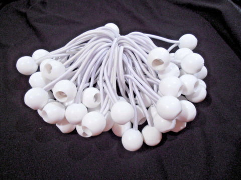 LOT OF 50  6" INCH WHITE BALL BUNGEE CORD TIE DOWN STRAP CANOPY ACCESSORY