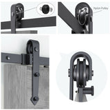 12Ft Black Antique Style Double Sliding Barn Door Wood Hardware Kit Track Set