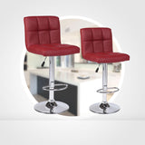 Set of 2 Counter Leather Bar Stools Adjustable Swivel Pub Chair In Multi Colors