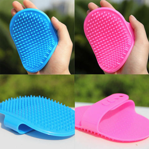 Pet Palm Brush Adjustable Dog Cat Shower Rubber Grooming Bathing Hair Grooming