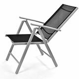 Set of 2 Patio Folding Chairs Adjustable Reclining Indoor Outdoor Garden Pool