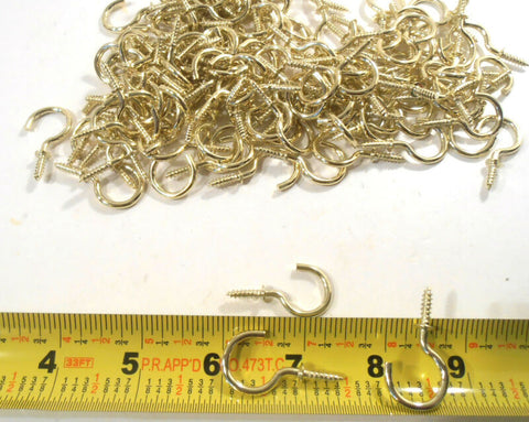 LOT OF 144 BRASS PLATED HANGING PLANT HOOK/CUP HOOK 1 1/2" INCH KEYS