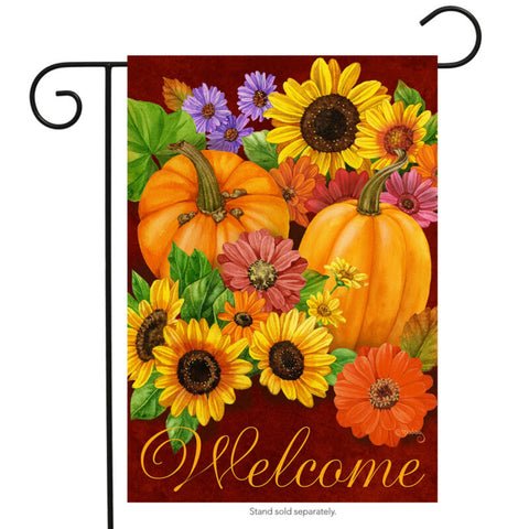 Fall Glory Floral Garden Flag Pumpkins Sunflowers Autumn 12.5" x 18"