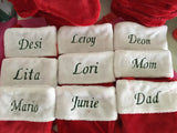 CHRISTMAS STOCKINGS PERSONALIZED NAMES MONOGRAMMED PLUSH RED & WHITE CUSTOM NAME