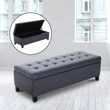 51" Tufted Top Storage Ottoman Bench PU Leather Organizer Chair Footstool