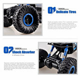 4WD RC Monster Truck Off-Road Vehicle 2.4G Remote Control Buggy Crawler Car Blue