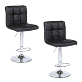 Set Of 2 PCS Adjustable Bar Stools PU Leather Barstools Swivel Pub Chairs