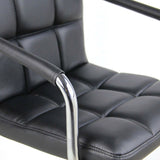 2pcs PU Leather Adjustable Height Swivel Bar Stool /Arms & Chrome Base Black