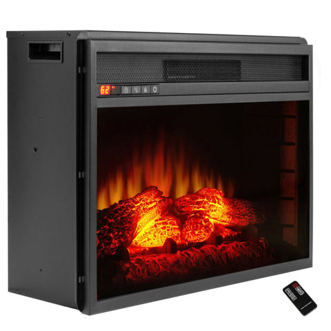 34" Black Insert Freestanding 22 Settings Logs Electric Fireplace Heater