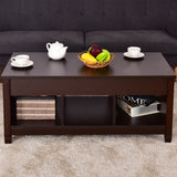 Lift Top Coffee Table w/ Hidden Compartment and Storage Shelves Modern Furniture